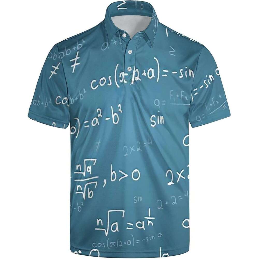 Fashion Mens Polo shirt Teacher Math Formulas Golf Shirts Athletic Fishing Short T-Shirt Summer Tennis Shirt Casual Tops tops summer clothes