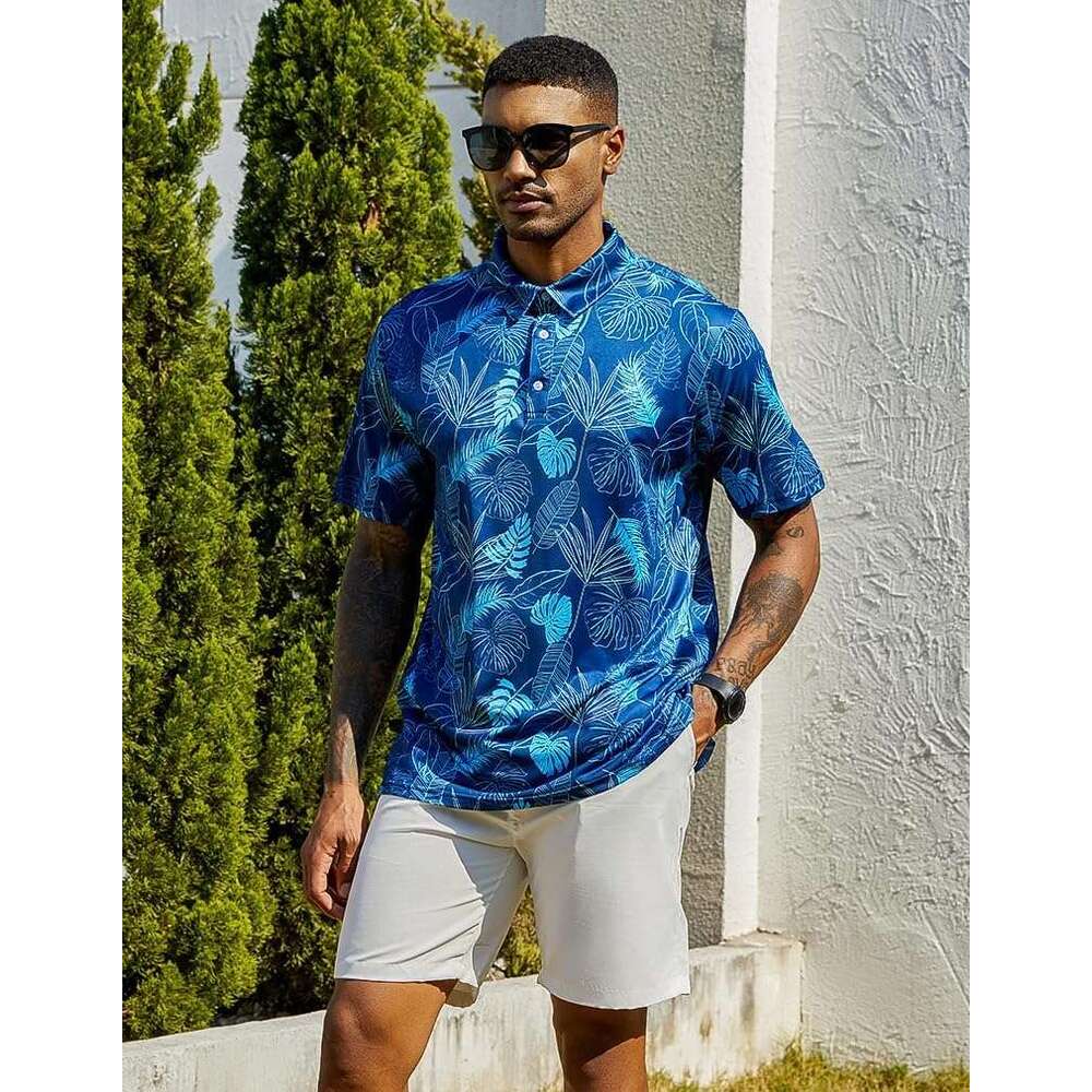 Fashion Mens Polo shirt Shirts Short Dry Fit leaf 3D Print Moisture Wicking Funny Golf Shirt Polos shirts tshirt Casual tops summer clothes