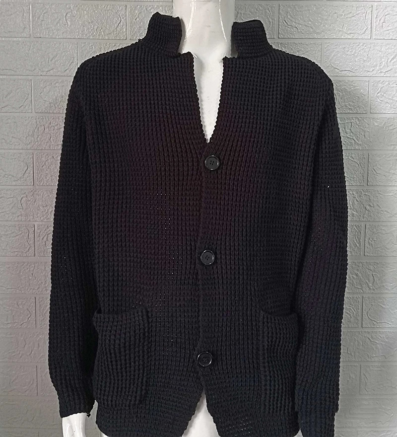 Mens sweater jacket ultra-thin set stand collar knitted sweater autumn and winter item solid color casual cardigan pocket mens style 240828