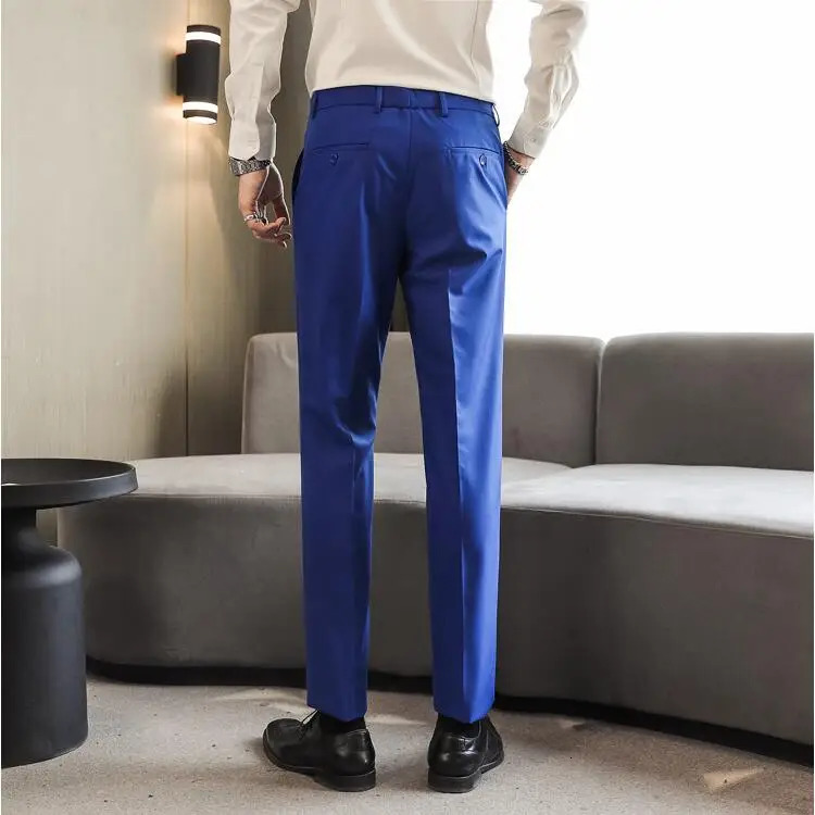 Mens Dress Pants Solid Color Slimming Business Leisure Office Wedding Formal Mens Pants High Quality Mens Clothing Set Pants 29-40 240822