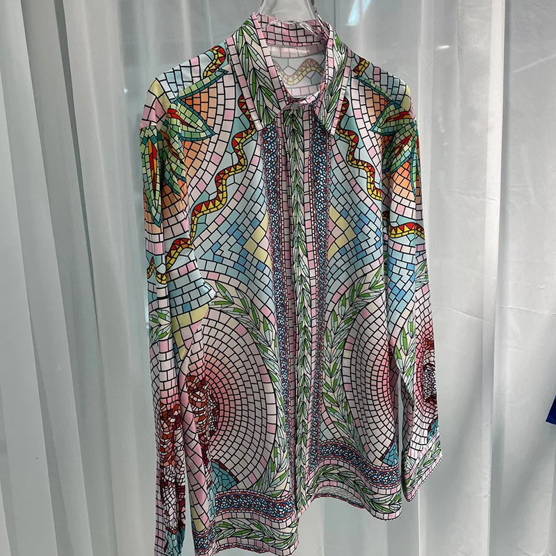 mens loose summer floral print shirt Hawaii vacation clothing mens beach profile printed long sleeved shirt240808