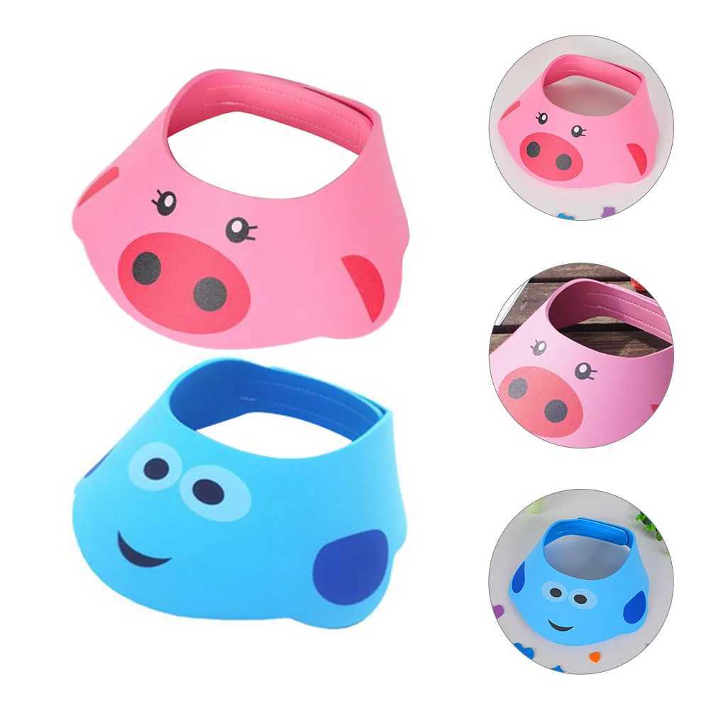 2 childrens shampoo caps toddler shower caps baby shower liners and childrens product labelsW240717
