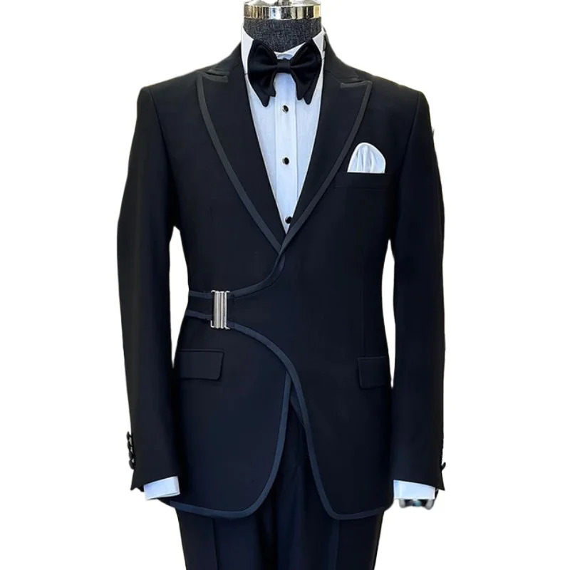 Mens Blazer Business Casual Blazers Slim Fit Formal Tunrdown Collar Belt Pocket Long Sleeve Jackets for Men y240821