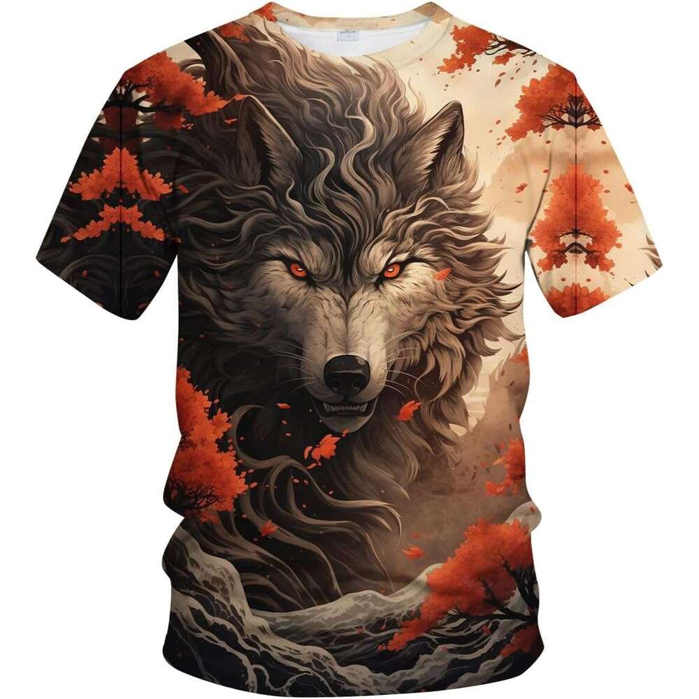 Mens T shirt Unisex The Mountain Shirt Funny Animal Wolf Digital Print Short Sleeved T-Shirt shirts tshirt graphic tee Casual tops summer clothes Shor