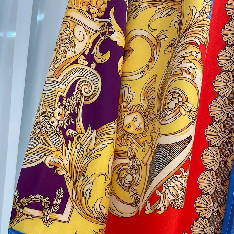 Hawaii mens Baroque style printed casual loose court long sleeved fancy shirt240808