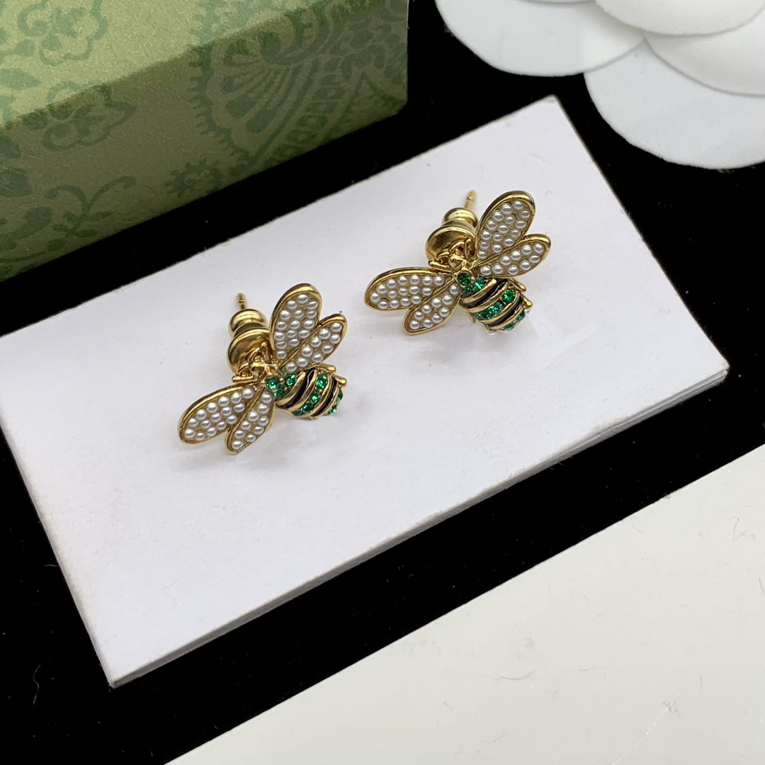 Designer Earrings Pearl Bee Earrings Green Tail Earrings High quality jewelry earrings gifts
