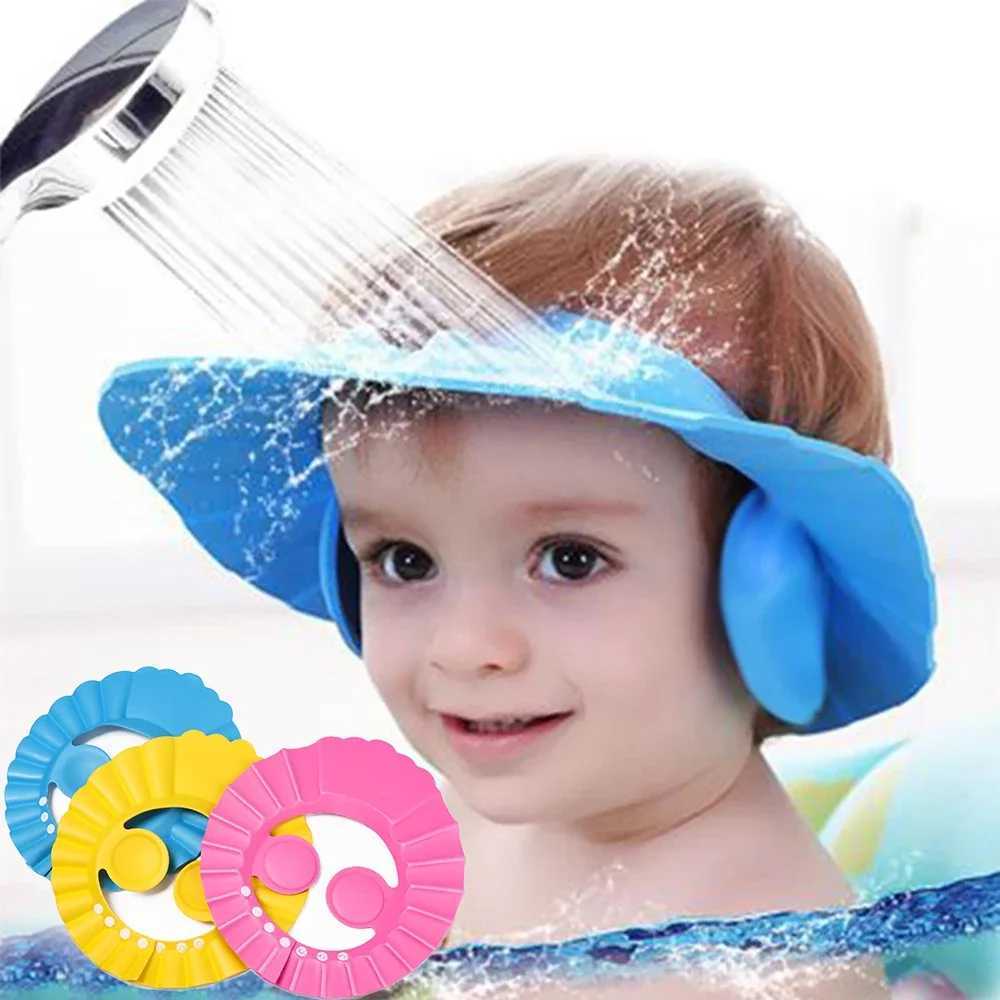 Baby shower soft cap adjustable shampoo cap suitable for childrens ear protection safe childrens shampoo shower protection head coverW240717