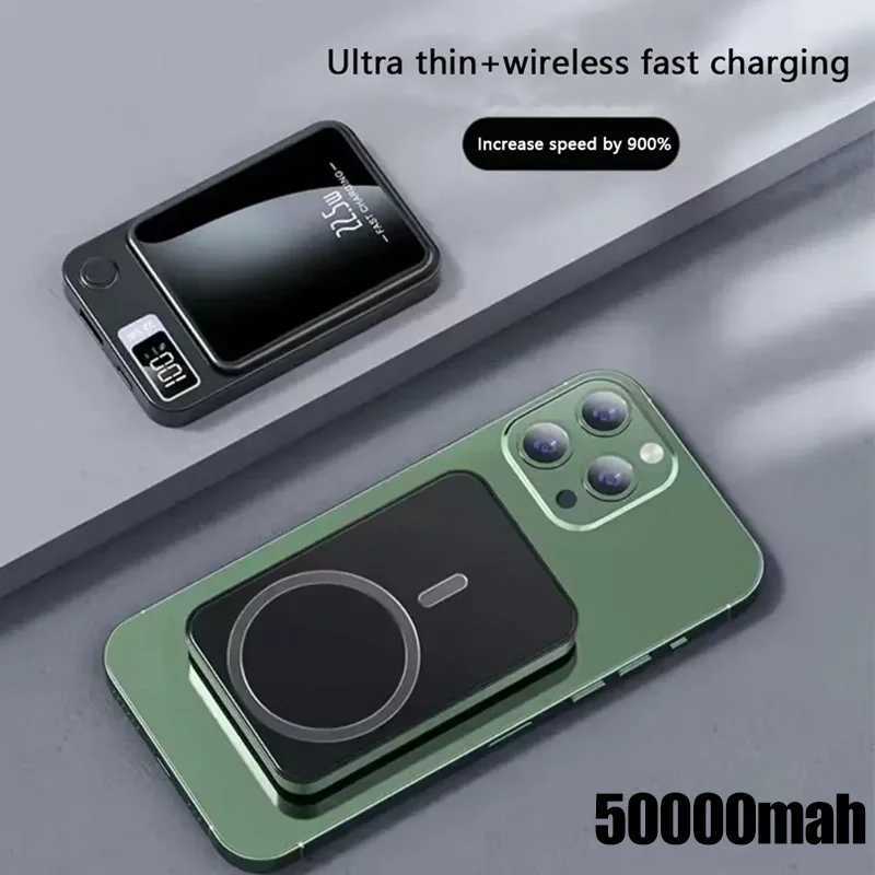 Power Bank 50000mAh Portable Macsafe Magnetic Fast Wireless Charger for Iphone 12 13 14 Pro Max External Auxiliary Battery PackCL24088