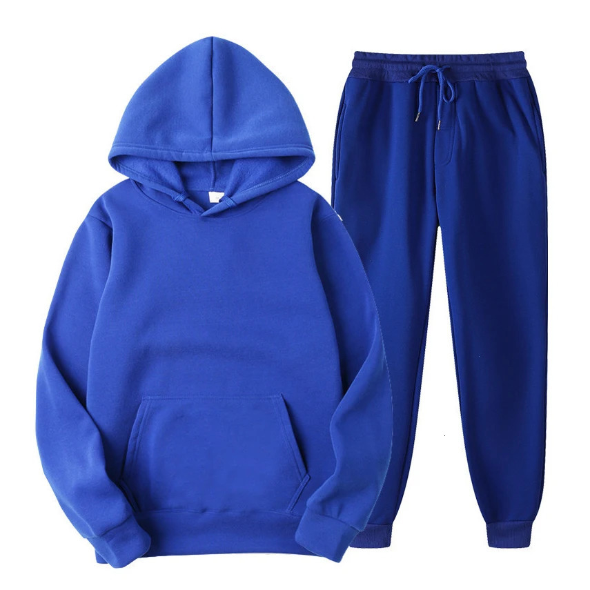 Plain Fleece Hoodie And Jogger Set Men Jogging Suits Tracksuit Set Unisex Sweatsuit Track Suits For Men Chandal Hombre 240829 - view 4