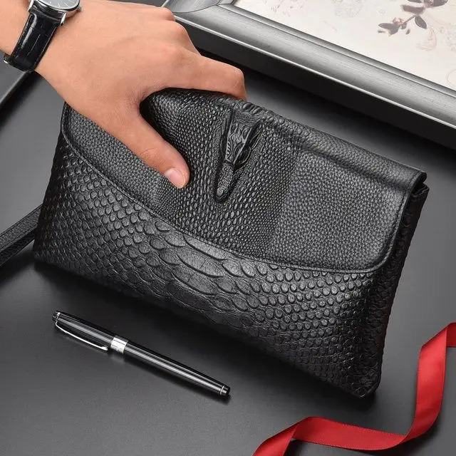 Fashion Business Mens Long Wallet High Quality Natural Leather Cow Cash 240808