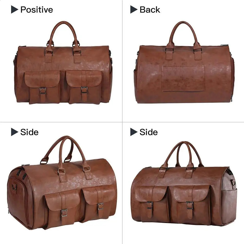 Garment Bag For Travel Convertible Carry On Duffel Men Waterproof PU Large Weekender 2 In 1 Suit Dress 240809