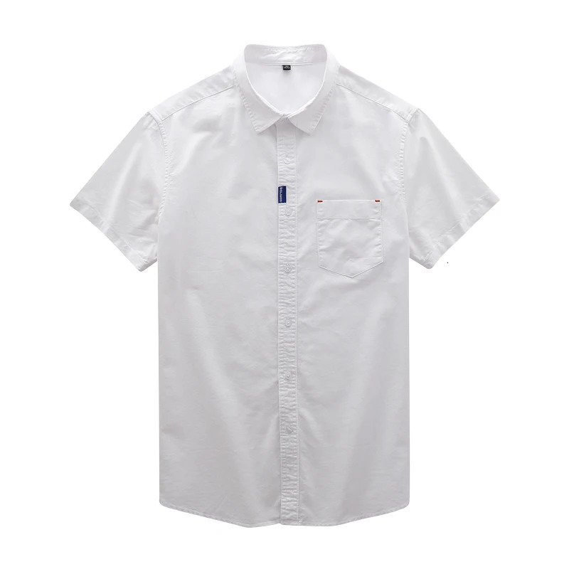 Dukeen 100% Cotton Oxford Spinning Shirt for Men Summer Casual Solid Color Blouse Man White Short-Sleeved Tops 240808