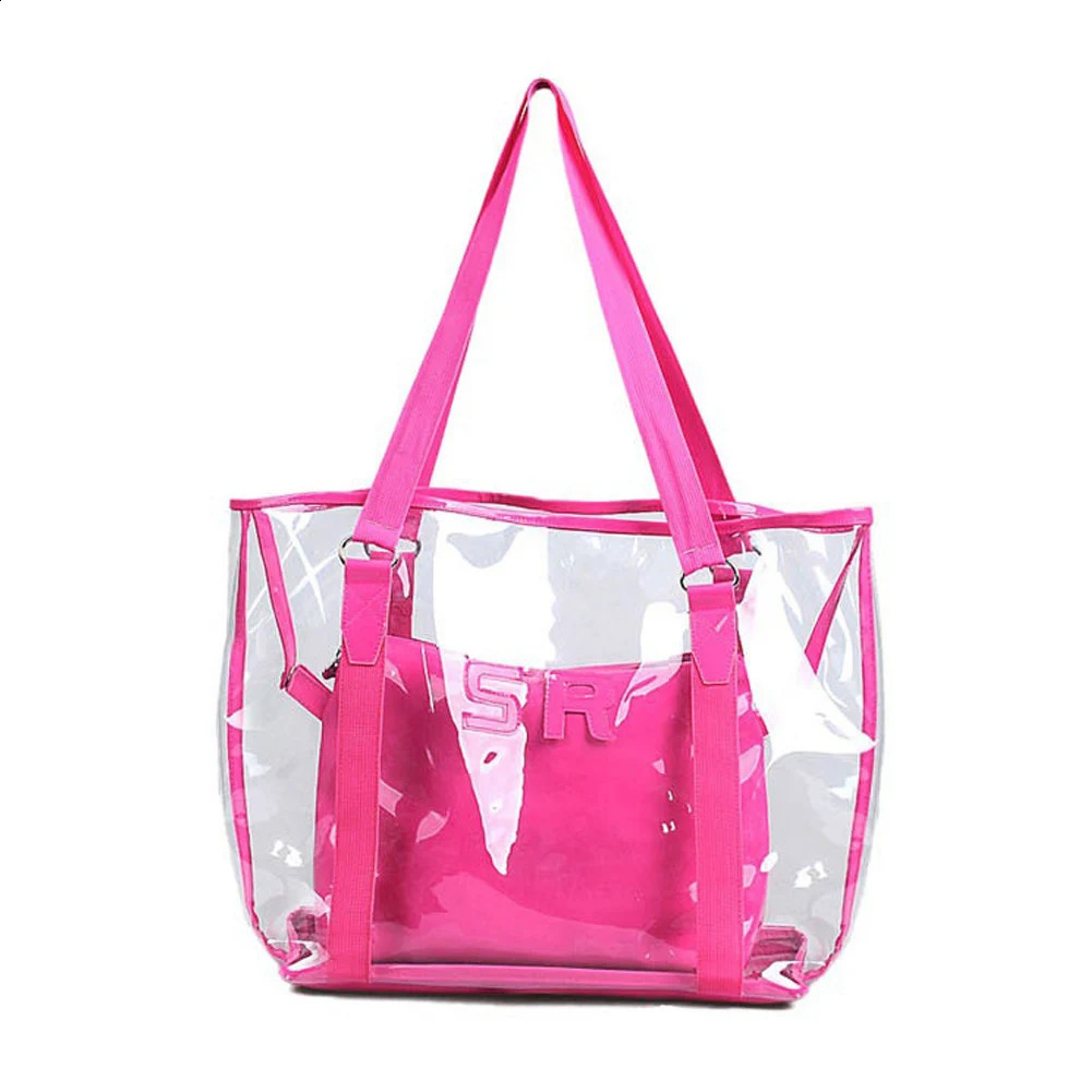 Bolsos Carteras Mujer Fashion Women Jelly Candy Clear Transparent Handbag Tote Shoulder Bags Beach Bag 240809