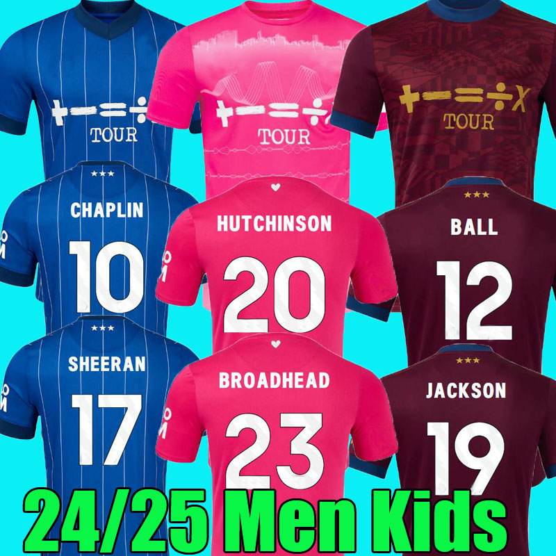 24 25 SHEERAN Soccer Jerseys LADAPO HARNESS BURNS 2024 2025 BROADHEAD HIRST JACKSON TAYLOR Home Away THIRD PINK 3rd Football Shirt adult Men Kids kit uniform