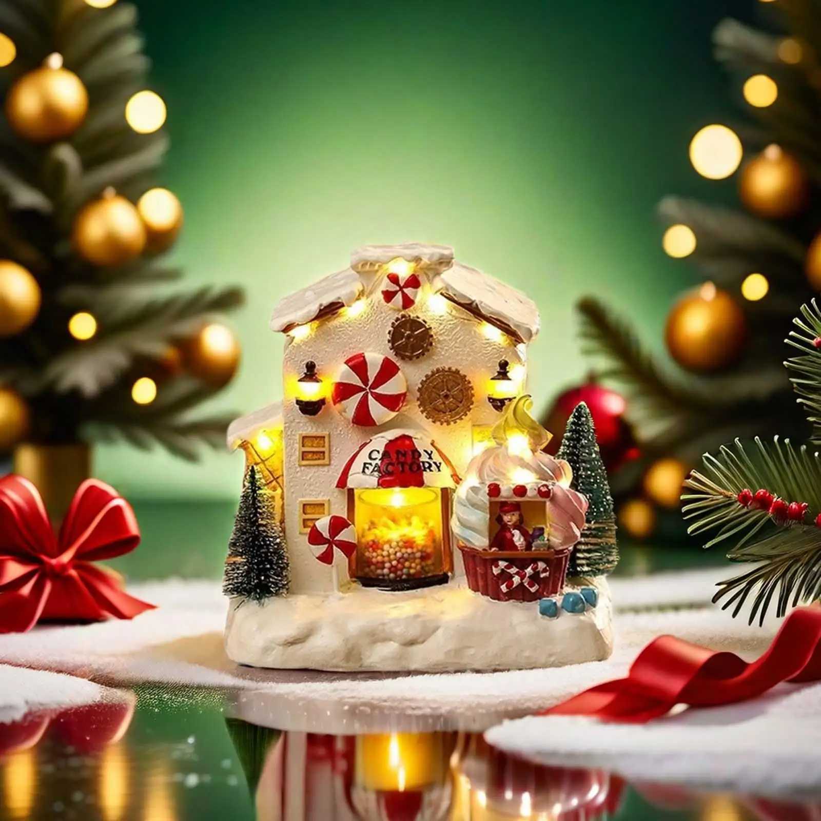 Christmas Villages Houses Ornament Boohelf Xmas Village Decoration Y240808