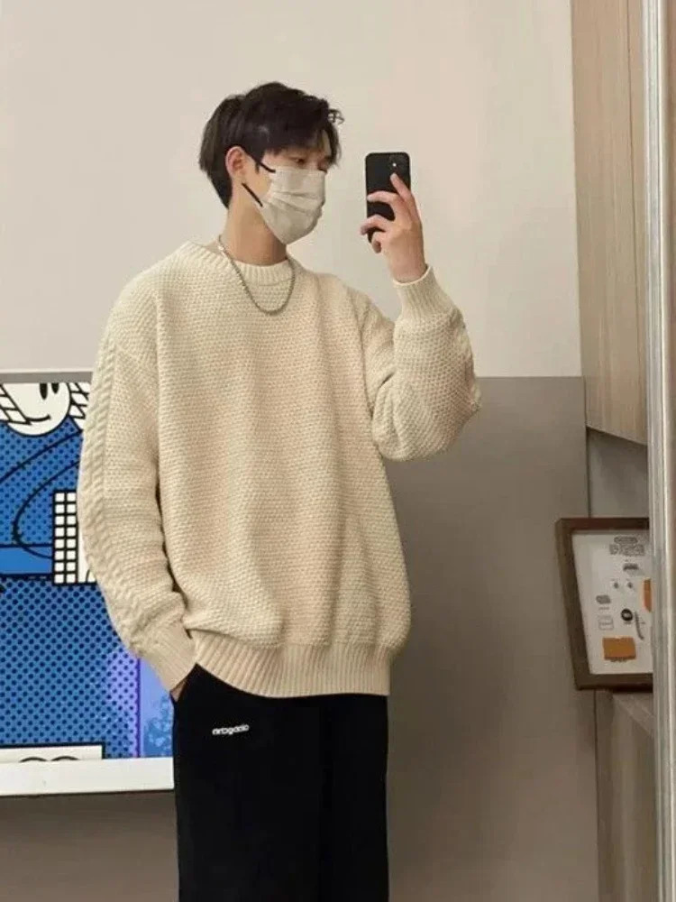 Mens clothing Christmas jacket mens knitted sweater mens Crewneck round neck zipper red coat loose X Maltry sales fun S A240808