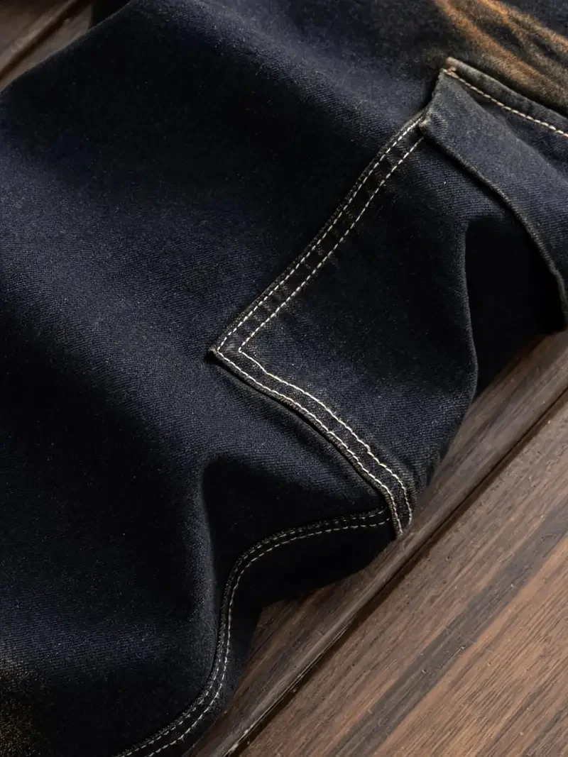 Mens straight leg vintage jeans fashionable street style mens jeans all season wear 240809