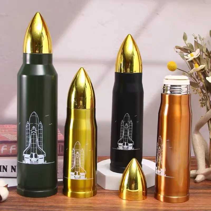 Bullet Thermos Vacuum Insulated Flasks 350ml 500ml 1000ml for Army Man Water Coffee Bottle Keep Hot Cold Double Wall Thermo CupCL240809