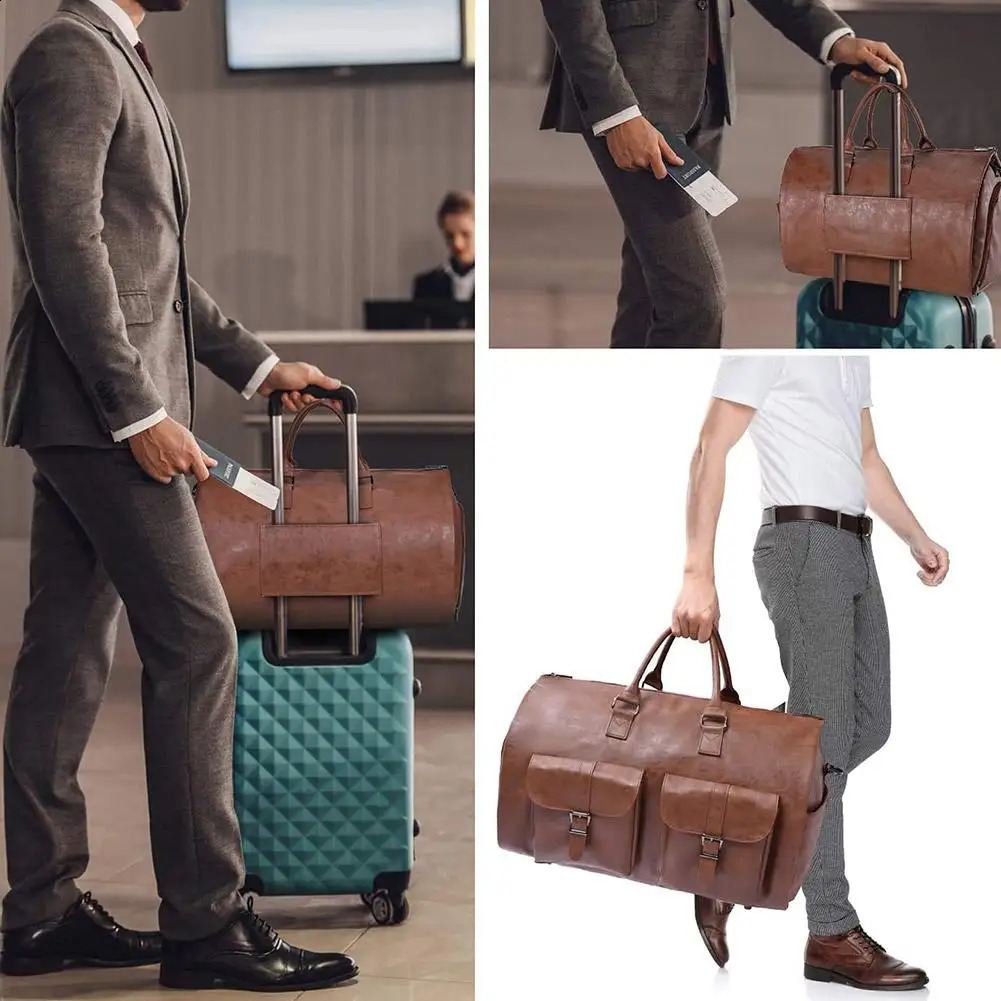 Garment Bag For Travel Convertible Carry On Duffel Men Waterproof PU Large Weekender 2 In 1 Suit Dress 240809