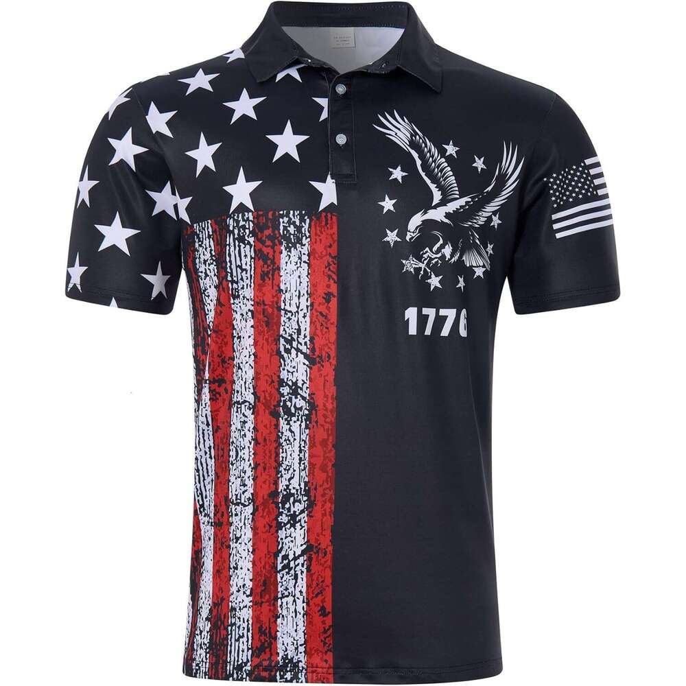 Fashion Mens Polo shirt American Flag Golf Shirts 4th of July Shirt Dry Fit USA Patriotic Short Polos shirts tshirt Casual tops summer clothes