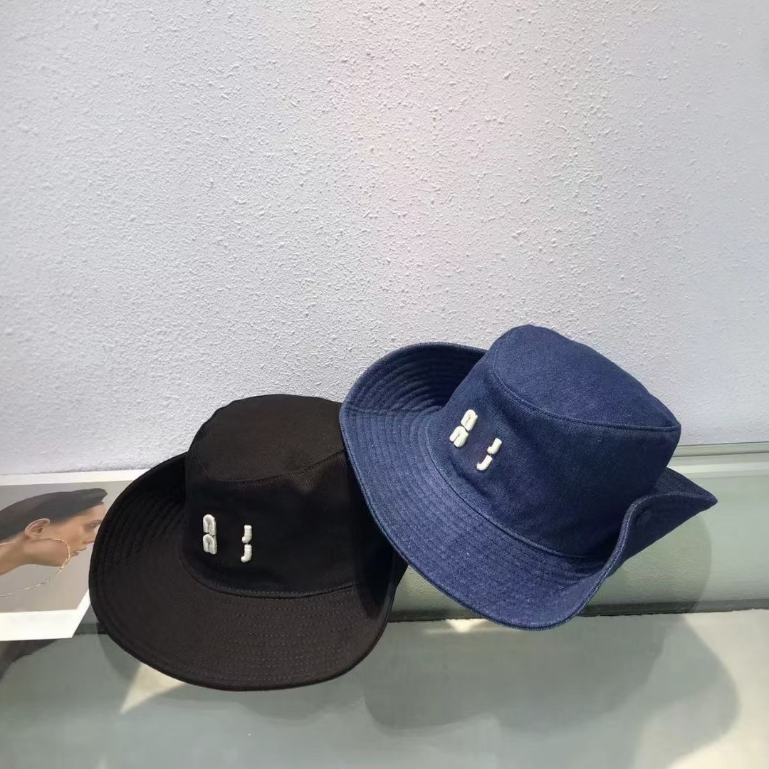 New Womens Quick Dry Bucket hat Designer Sunmmer Beanie Drawstring Strap Trendy Denim Fishing Hat For Mens Shading Travel