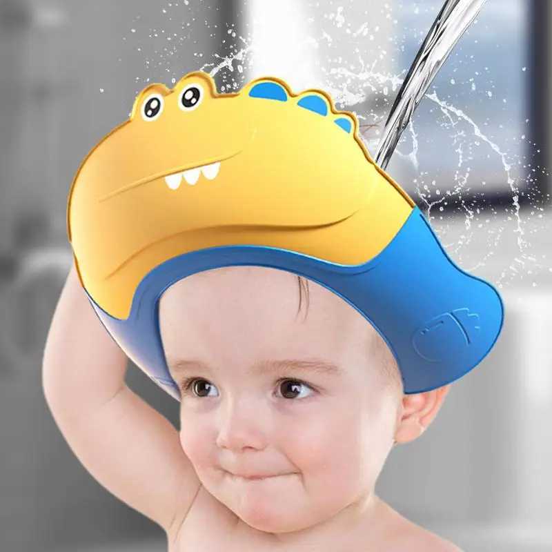 Baby shower cap safety shampoo protective cap safety shampoo protective cartoon cover soft pad shower cap with eyes and earsW240717