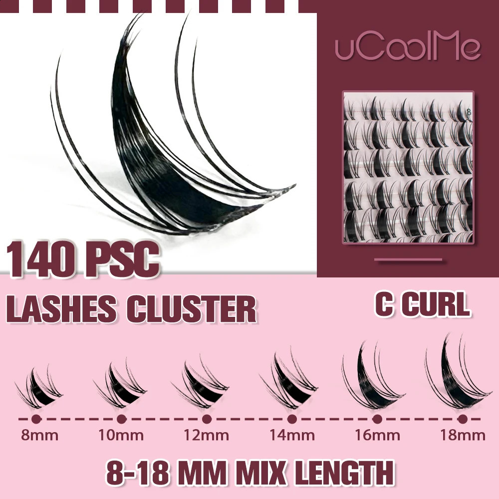 UCoolMe lashes Fairy Lashes Cluster C Curl 140 Pcs Individual Lash Clusters False Eyelashes Extension Natural Look Beginner Frie 240731