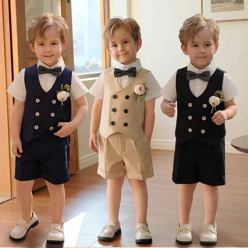Suits Boys Blazers Set Spring Summer Flower Child Wedding Suit 2 To 14 Y Toddler Birthday Formal Dress Kids Piano Performance OutfitsL488
