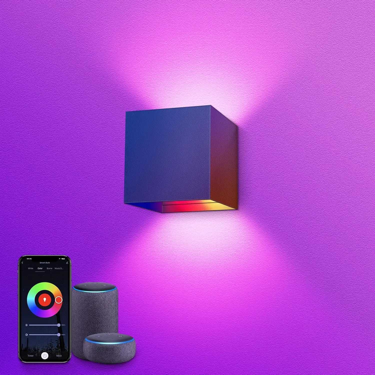 Smart LED Wall Lamp WIFI APP Alexa Google Control RGBCW 2700-6500K Cube Adjust Angle Up and Down Light IP65 Aluminum WaterproofCL240809