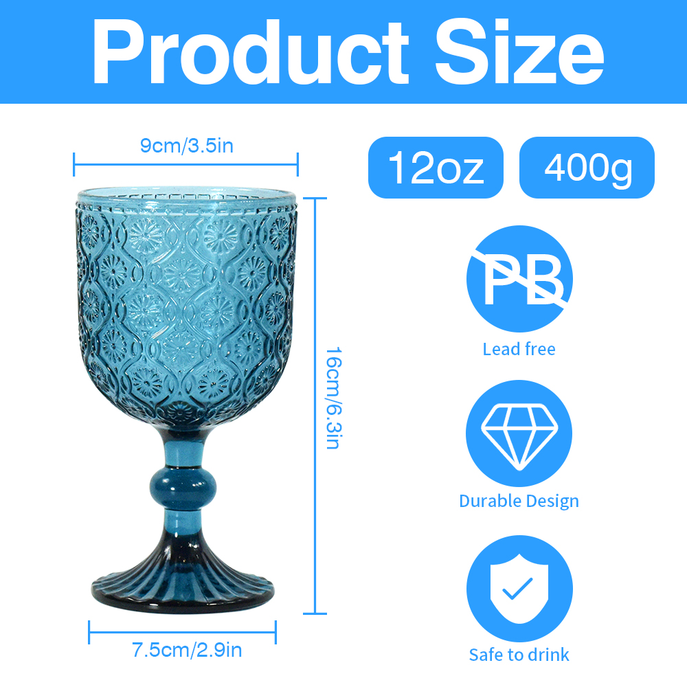 Wholesale 240ml wine glasses 12oz Vintage Pattern European embossed stained lamp thick goblets for Party Wedding Haitang Flower Style