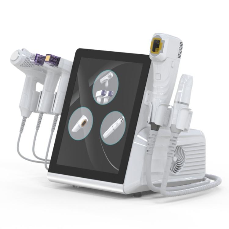 Newest 4 in 1 Ice HIFU Radar V-max Skin Tightening Face Contouring Single Point Multi-row 12 Lines Skin Rejuvenation Slimming RF Microneedle + Ice Ham