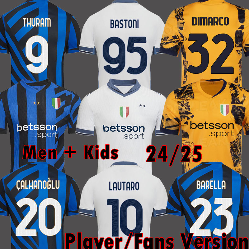 24 25 BASTONI DIMARCO soccer jersey BARELLA INTERS THURAM MILANS LAUTARO ANNIVERSARY PAVARD 2024 2025 FRATTESI Special shirt CALHANOGLU Men kit Kids equpment
