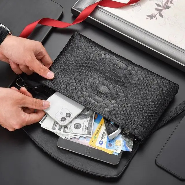 Fashion Business Mens Long Wallet High Quality Natural Leather Cow Cash 240808