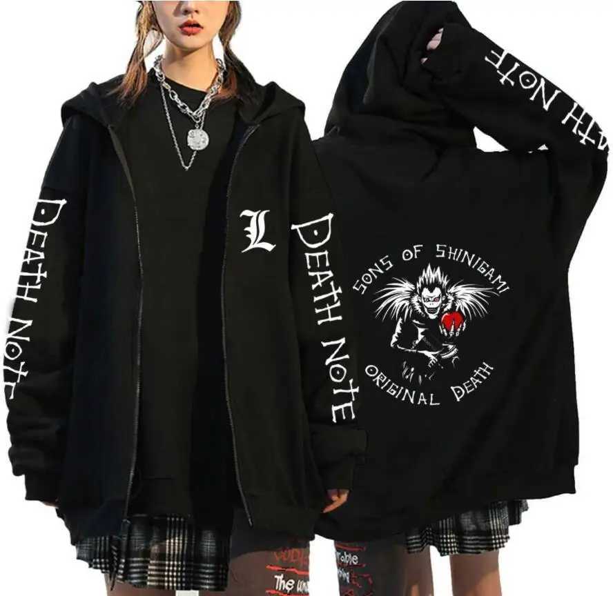 Oversized Hoodie Death Note Zip Up Hoodie Moletom Feminino Casual Streetwear Sweatshirts Vetement Homme Anime Tops JacketsL240807