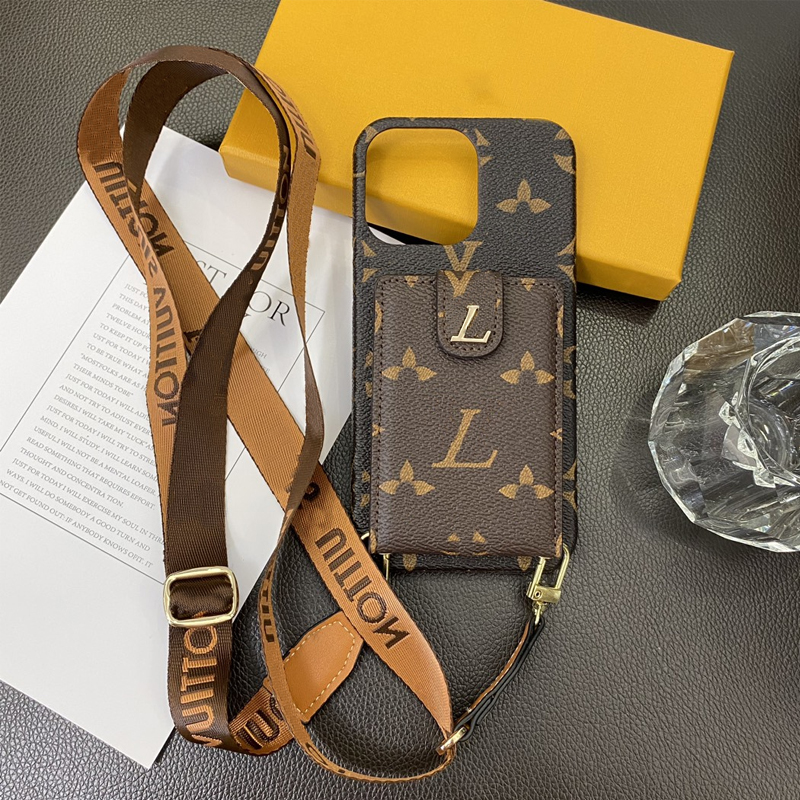 LL iPhone Case Designer Crossbody Card Wallet Phone Cases for iPhone 15 14 13 12 11 Pro Max 14promax 13promax 14pro 14plus Luxury Lanyard Handbag Mobile Cover