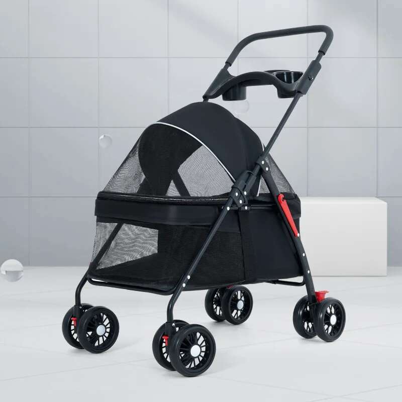 Pet Stroller Lightweight Folding Walking Pet Carrying Bag Outdoor Travel Breathable Meal Plate Dog Cat Trolley For Small Dogs Zozostore
