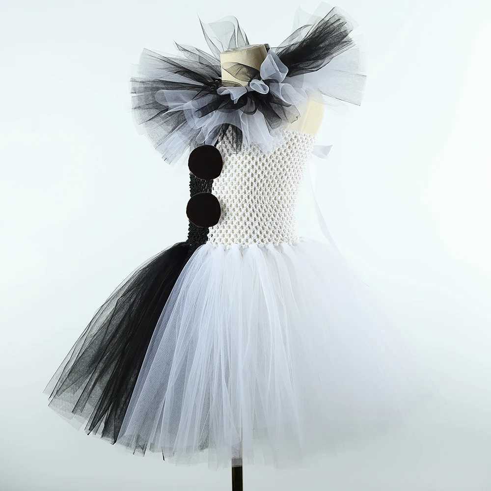Terrifier Art Clown Costume Girl Black White Fancy Tutu Dress Up Horror Joker Dress for Kids Halloween Carnival Party CostumesY240809