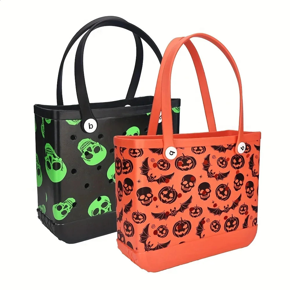 3 Halloween EVA Beach Bag Fashionable Storage Pumpkin Skull Shopping Outdoor Travel And Camping Handbag 240809 4
