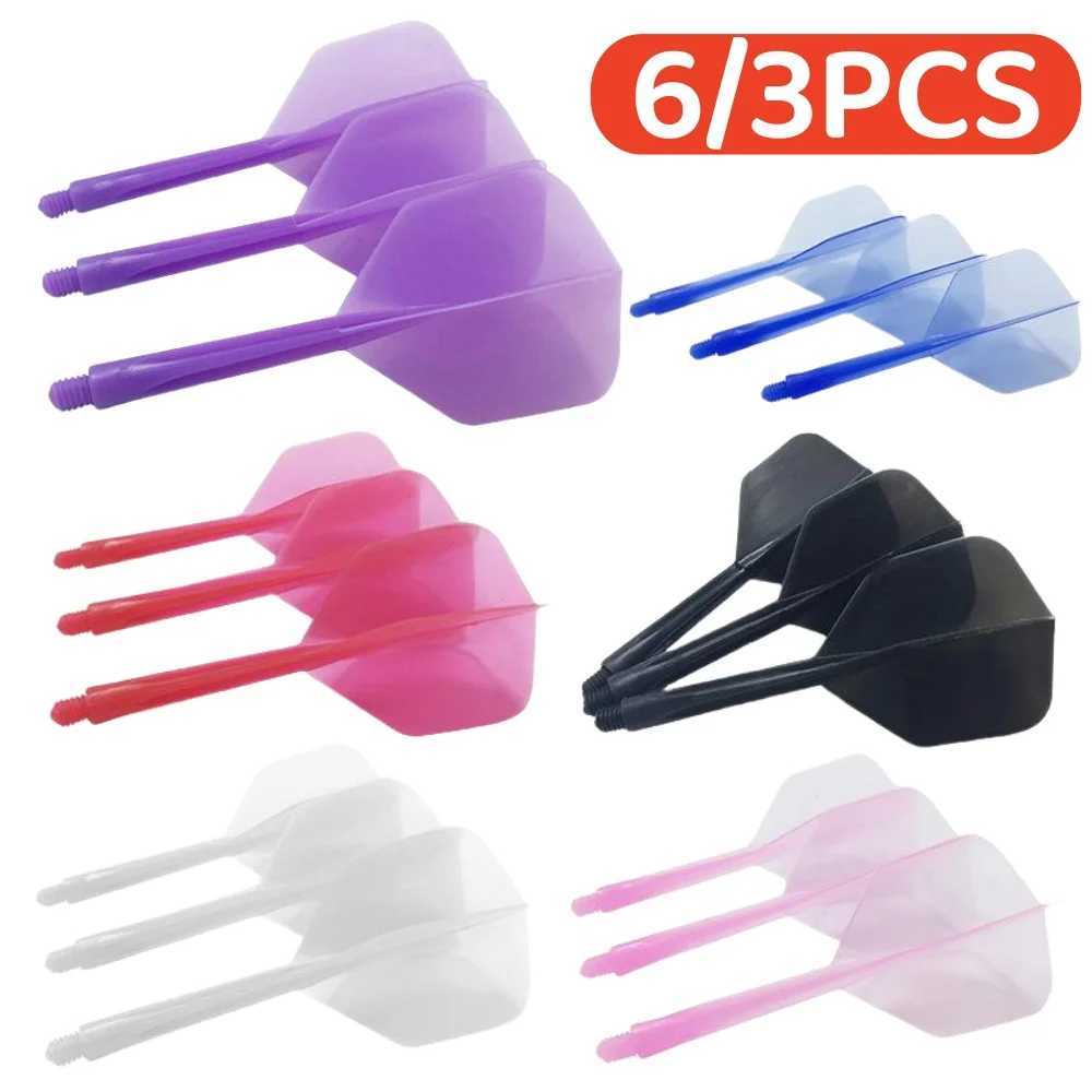 6/3Pcs 2BA Integrated Dart Shaft and Flights Kit Professional Transparent Anti-Fall Dart Flights Shaft Plastic Dart Accessories Y240807