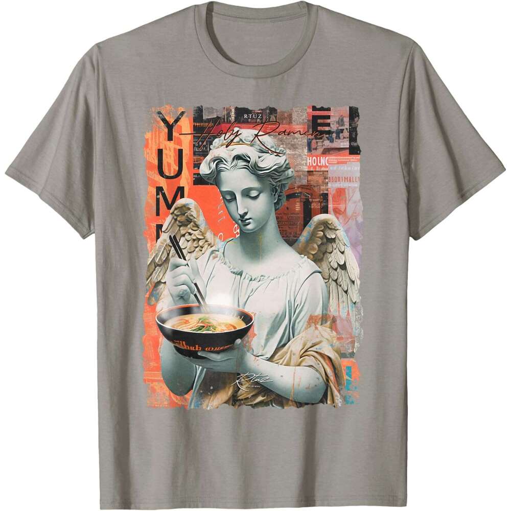 T shirt for Mens Holy Ramen Noodle Asia Art Anime Manga Angel Ramen T-Shirt Shirts Tshirt Graphic Tee Casual Tops Clothes Short sleeve