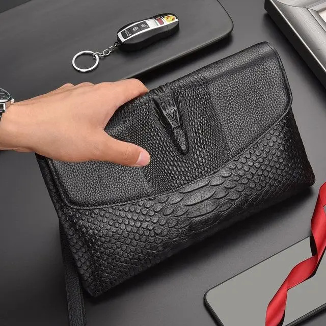 Fashion Business Mens Long Wallet High Quality Natural Leather Cow Cash 240808