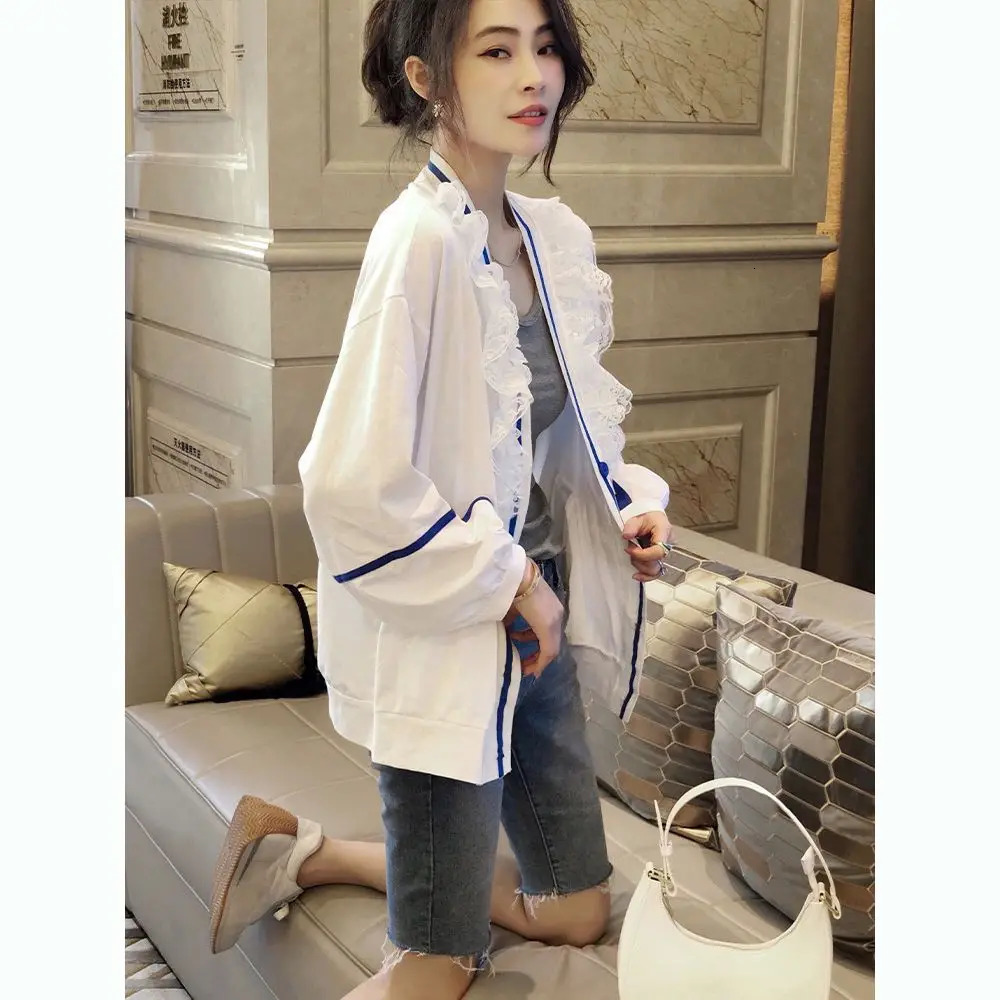 Elegant Lace Short Cardigan Jacket Womens Thin Sunscreen Baseball Jacket Top 240812