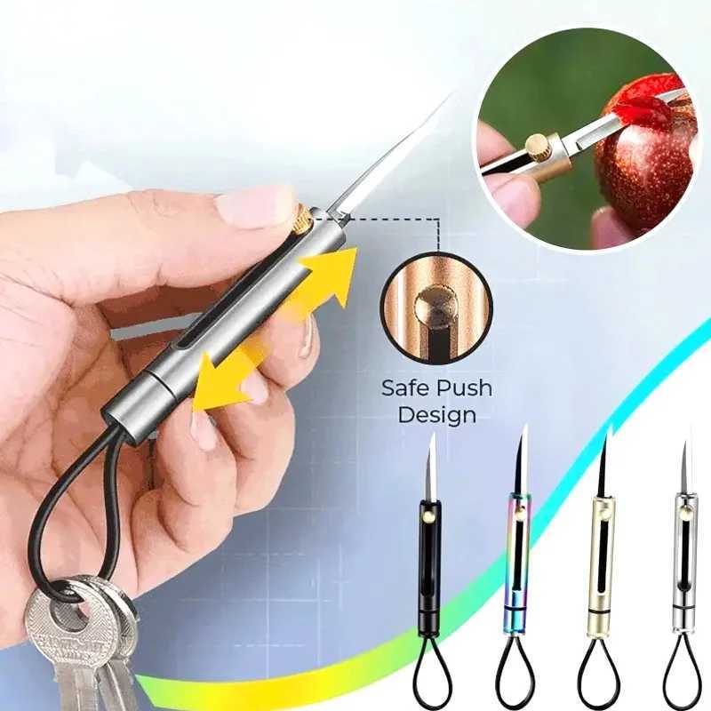Mini Stainless Steel Quick Knife Portable Fruit Cutting Keychain Decorative Gift Knife Cutting Tool Outdoor Self Defense Creativity W240808