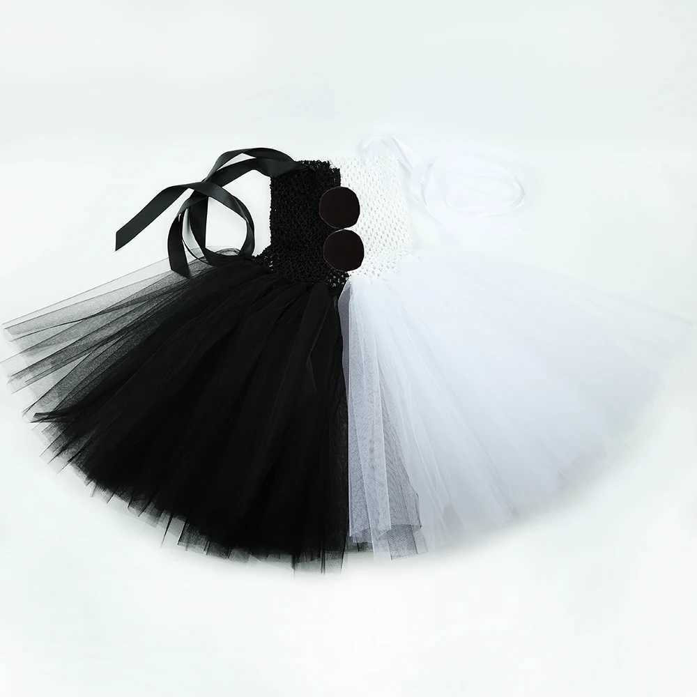 Terrifier Art Clown Costume Girl Black White Fancy Tutu Dress Up Horror Joker Dress for Kids Halloween Carnival Party CostumesY240809