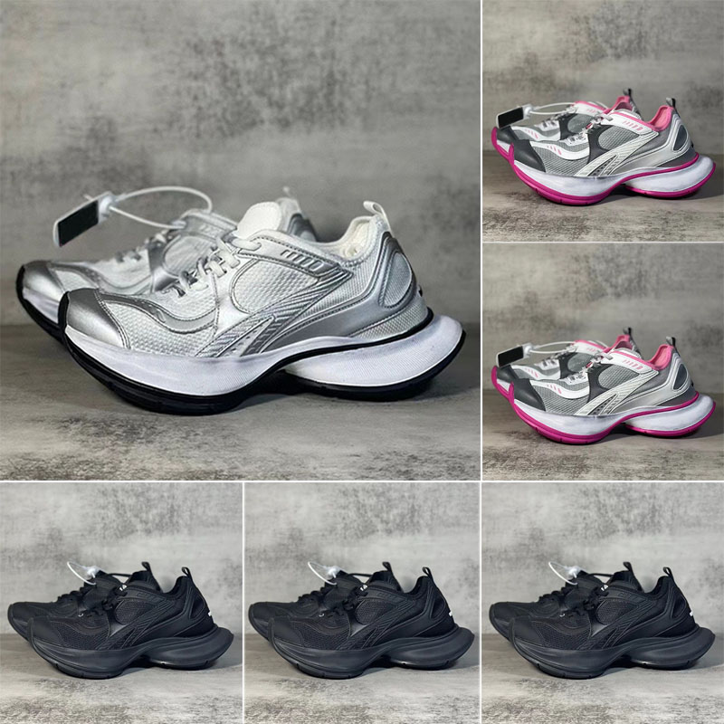 Famoso Designer Women A Circuito Sneakers In Nylon Argento Bianco Usurato Effet…