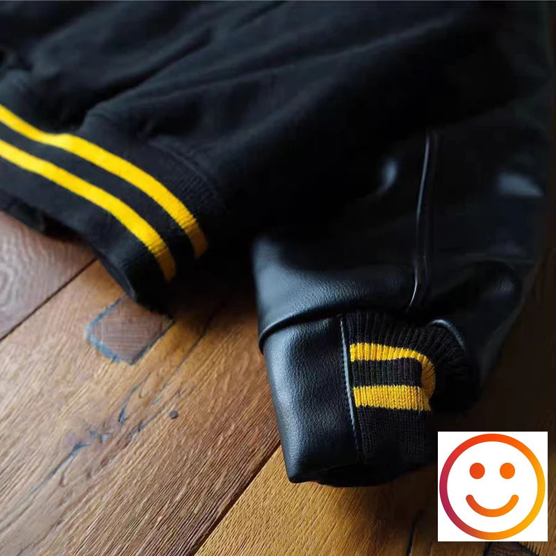 Leather WTAPS Embroidered Towel Patch University Baseball Jacket Japan Mens And Womens Quality Work Black Coat 24