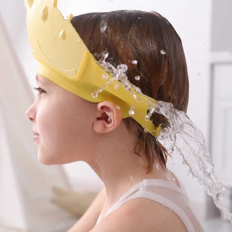 Adjustable size childrens shampoo cap crown baby shower cap cartoon bath pad baby hair care cover waterproofW240717vnbm