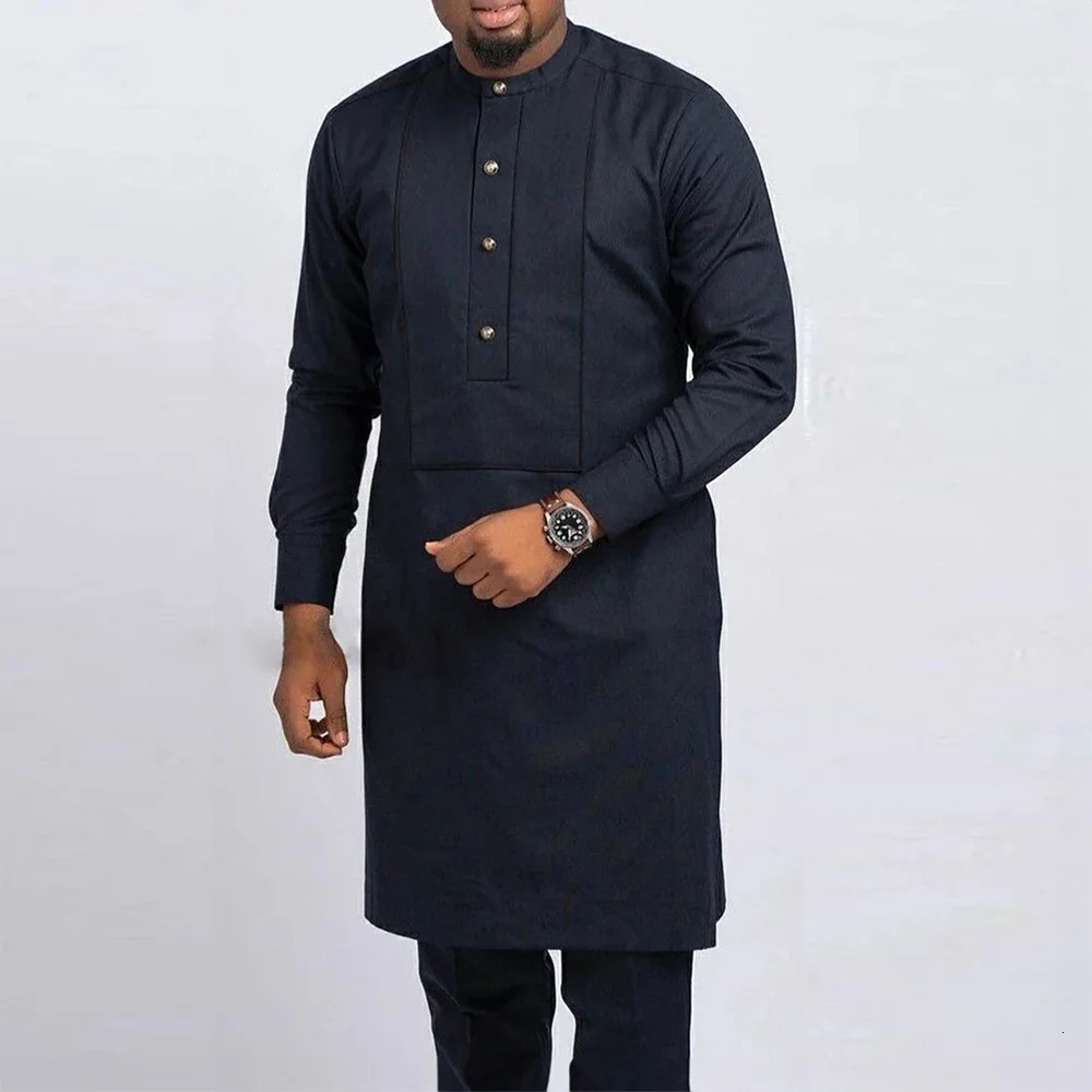 African mens original Disignor clothing Tunic ethnic style 2piece large stone wood pants set used for dresses traditional Kaftan 240808