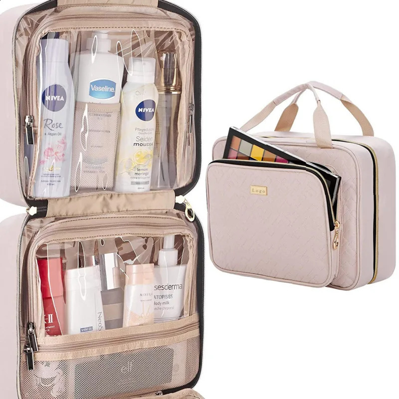 High quality womens makeup bag travel bathroom organizer waterproof storage hanger wash 240809