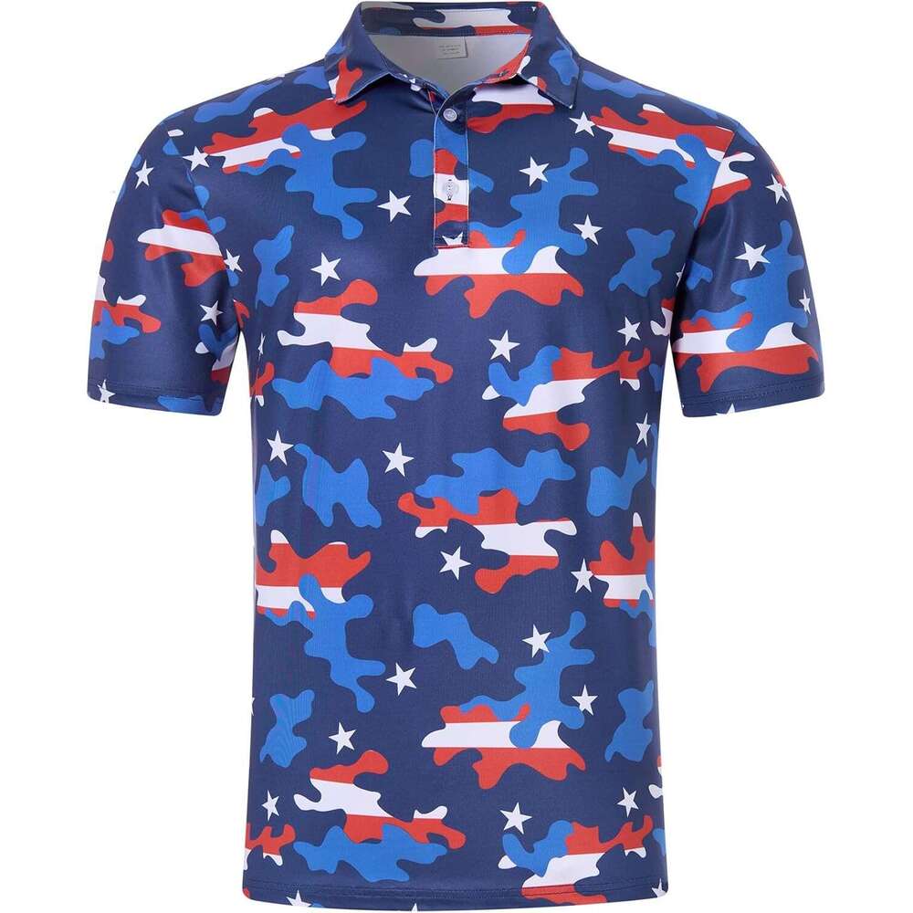 Fashion Mens Polo shirt Mens American Flag Golf Shirts 4th of July Polo Shirt Dry Fit USA Patriotic Short Sleeve Polos shirts tshirt summer clothes Sh